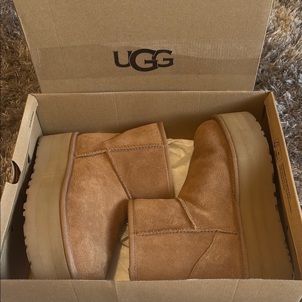 UGG Chestnut Suede Platform Boots